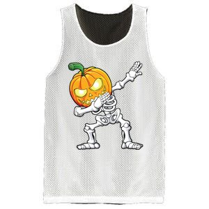 Halloween Boy Dabbing Skeleton Scary Pumpkin Jack O Lantern Mesh Reversible Basketball Jersey Tank