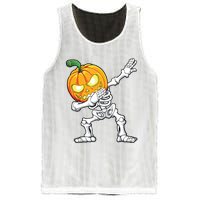 Halloween Boy Dabbing Skeleton Scary Pumpkin Jack O Lantern Mesh Reversible Basketball Jersey Tank