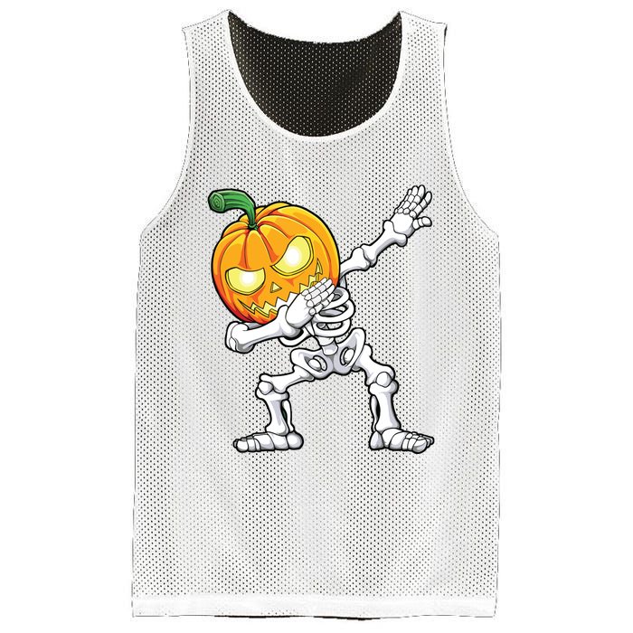 Halloween Boy Dabbing Skeleton Scary Pumpkin Jack O Lantern Mesh Reversible Basketball Jersey Tank