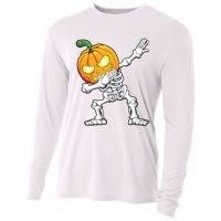 Halloween Boy Dabbing Skeleton Scary Pumpkin Jack O Lantern Cooling Performance Long Sleeve Crew