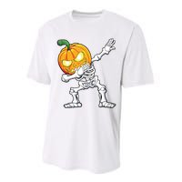 Halloween Boy Dabbing Skeleton Scary Pumpkin Jack O Lantern Performance Sprint T-Shirt