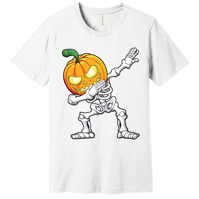 Halloween Boy Dabbing Skeleton Scary Pumpkin Jack O Lantern Premium T-Shirt