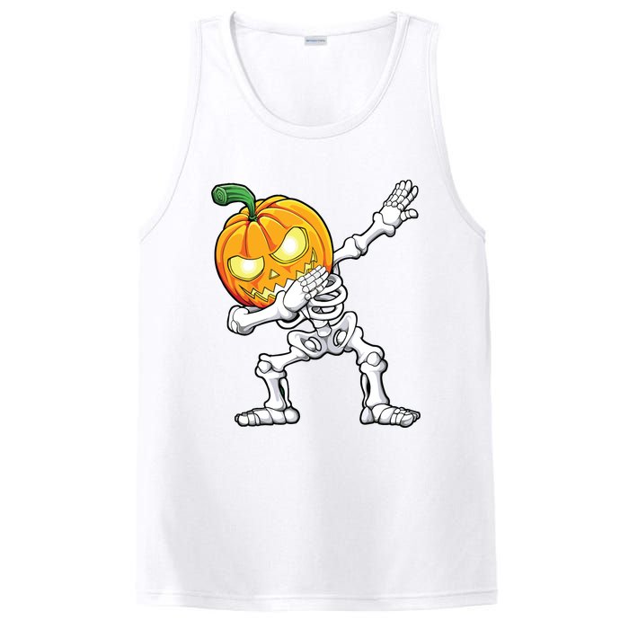 Halloween Boy Dabbing Skeleton Scary Pumpkin Jack O Lantern PosiCharge Competitor Tank