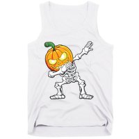 Halloween Boy Dabbing Skeleton Scary Pumpkin Jack O Lantern Tank Top