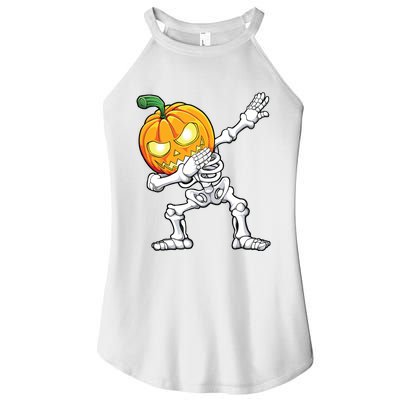 Halloween Boy Dabbing Skeleton Scary Pumpkin Jack O Lantern Women's Perfect Tri Rocker Tank