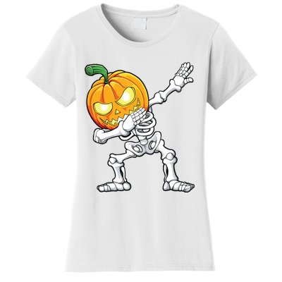 Halloween Boy Dabbing Skeleton Scary Pumpkin Jack O Lantern Women's T-Shirt