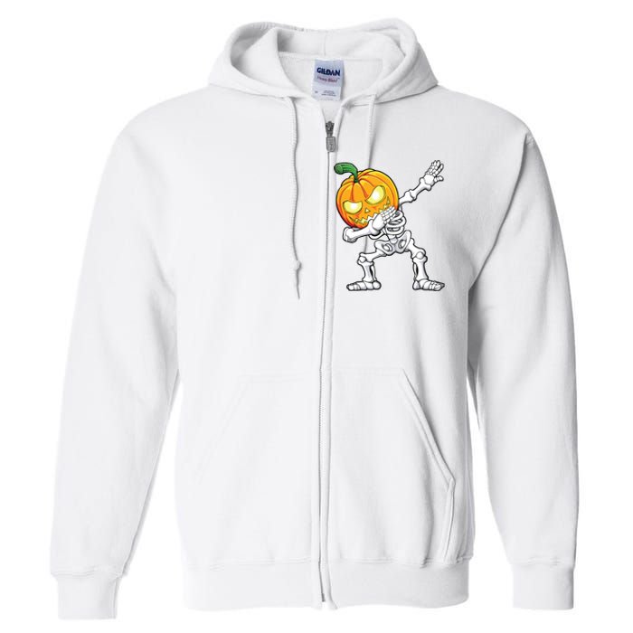 Halloween Boy Dabbing Skeleton Scary Pumpkin Jack O Lantern Full Zip Hoodie