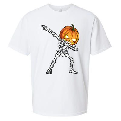 Halloween Boy Dabbing Skeleton Scary Pumpkin Jack O Lantern Sueded Cloud Jersey T-Shirt