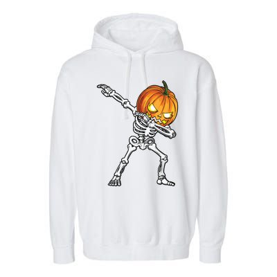 Halloween Boy Dabbing Skeleton Scary Pumpkin Jack O Lantern Garment-Dyed Fleece Hoodie