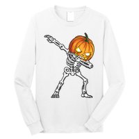 Halloween Boy Dabbing Skeleton Scary Pumpkin Jack O Lantern Long Sleeve Shirt