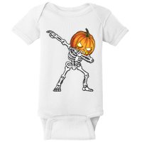 Halloween Boy Dabbing Skeleton Scary Pumpkin Jack O Lantern Baby Bodysuit