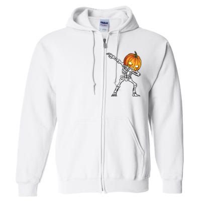 Halloween Boy Dabbing Skeleton Scary Pumpkin Jack O Lantern Full Zip Hoodie