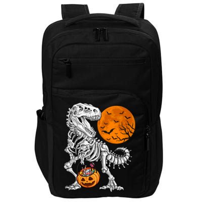 Halloween Boys Dinosaur Skeleton T Rex Scary Pumpkin Moon Gift Impact Tech Backpack