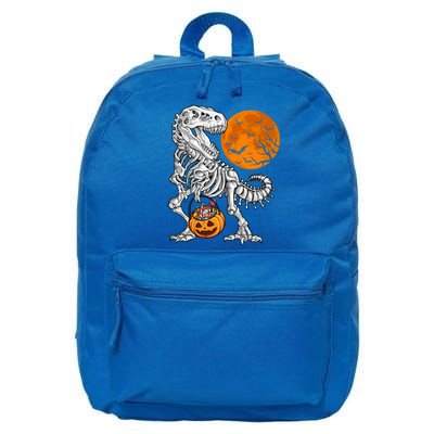 Halloween Boys Dinosaur Skeleton T Rex Scary Pumpkin Moon Gift 16 in Basic Backpack