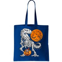 Halloween Boys Dinosaur Skeleton T Rex Scary Pumpkin Moon Gift Tote Bag