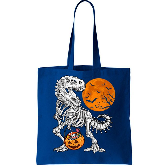 Halloween Boys Dinosaur Skeleton T Rex Scary Pumpkin Moon Gift Tote Bag