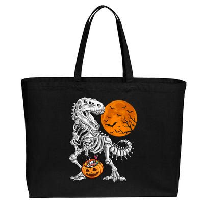 Halloween Boys Dinosaur Skeleton T Rex Scary Pumpkin Moon Gift Cotton Canvas Jumbo Tote