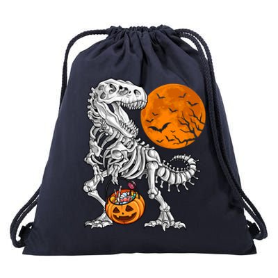 Halloween Boys Dinosaur Skeleton T Rex Scary Pumpkin Moon Gift Drawstring Bag