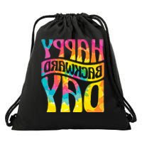 Happy Backward Day and Backward Reversed Day Drawstring Bag