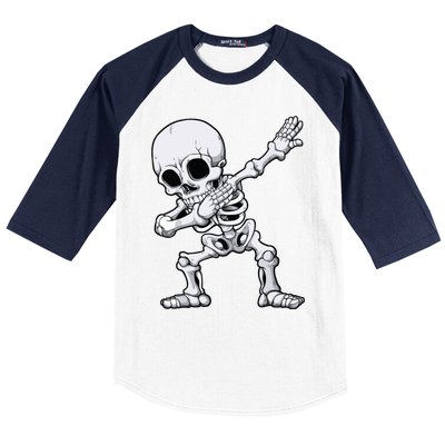 Halloween Boy Dabbing Skeleton Skull Rib Cage Dab Dance Baseball Sleeve Shirt