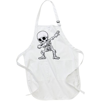 Halloween Boy Dabbing Skeleton Skull Rib Cage Dab Dance Full-Length Apron With Pockets