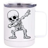 Halloween Boy Dabbing Skeleton Skull Rib Cage Dab Dance 12 oz Stainless Steel Tumbler Cup