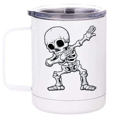 Halloween Boy Dabbing Skeleton Skull Rib Cage Dab Dance 12 oz Stainless Steel Tumbler Cup