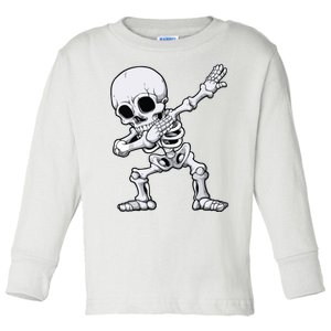 Halloween Boy Dabbing Skeleton Skull Rib Cage Dab Dance Toddler Long Sleeve Shirt