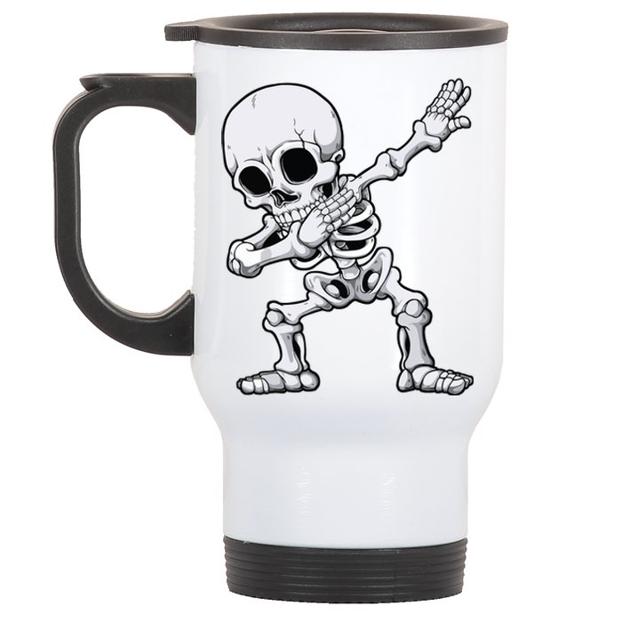 Halloween Boy Dabbing Skeleton Skull Rib Cage Dab Dance Stainless Steel Travel Mug