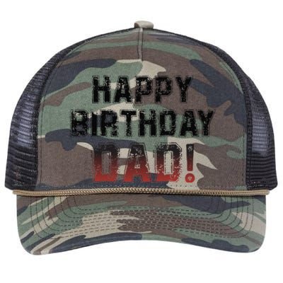 Happy Birthday Dad BDay Papa Birthday Dad Retro Rope Trucker Hat Cap