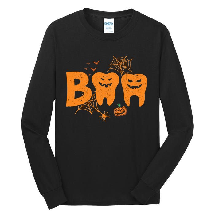 Halloween Boo Dentist Pumpkin Costume Dental Assistant Tall Long Sleeve T-Shirt