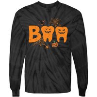 Halloween Boo Dentist Pumpkin Costume Dental Assistant Tie-Dye Long Sleeve Shirt