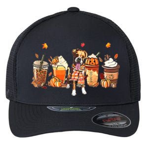 Halloween Boxer Dog Fall Coffee Pumpkin Spice Latte Flexfit Unipanel Trucker Cap