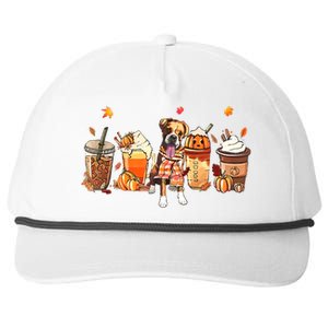 Halloween Boxer Dog Fall Coffee Pumpkin Spice Latte Snapback Five-Panel Rope Hat