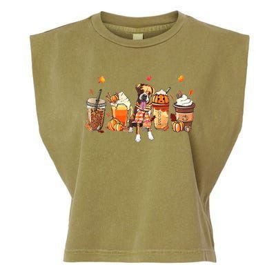 Halloween Boxer Dog Fall Coffee Pumpkin Spice Latte Garment-Dyed Women's Muscle Tee