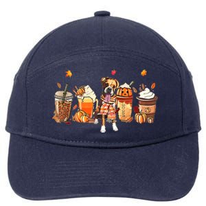 Halloween Boxer Dog Fall Coffee Pumpkin Spice Latte 7-Panel Snapback Hat