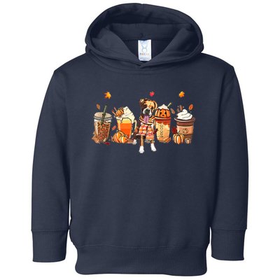 Halloween Boxer Dog Fall Coffee Pumpkin Spice Latte Toddler Hoodie