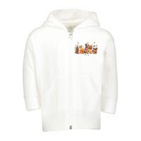 Halloween Boxer Dog Fall Coffee Pumpkin Spice Latte Toddler Zip Fleece Hoodie