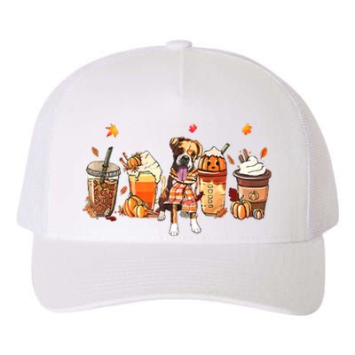 Halloween Boxer Dog Fall Coffee Pumpkin Spice Latte Yupoong Adult 5-Panel Trucker Hat