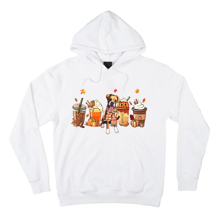 Halloween Boxer Dog Fall Coffee Pumpkin Spice Latte Hoodie