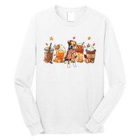 Halloween Boxer Dog Fall Coffee Pumpkin Spice Latte Long Sleeve Shirt