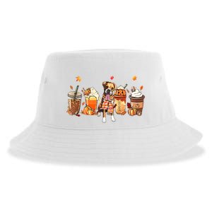 Halloween Boxer Dog Fall Coffee Pumpkin Spice Latte Sustainable Bucket Hat