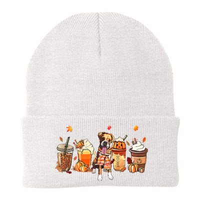 Halloween Boxer Dog Fall Coffee Pumpkin Spice Latte Knit Cap Winter Beanie