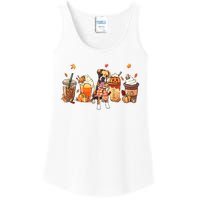 Halloween Boxer Dog Fall Coffee Pumpkin Spice Latte Ladies Essential Tank