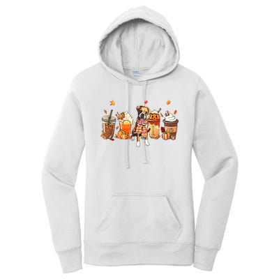 Halloween Boxer Dog Fall Coffee Pumpkin Spice Latte Women's Pullover Hoodie