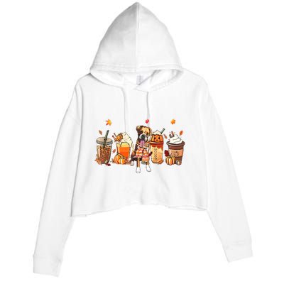 Halloween Boxer Dog Fall Coffee Pumpkin Spice Latte Crop Fleece Hoodie