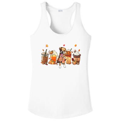 Halloween Boxer Dog Fall Coffee Pumpkin Spice Latte Ladies PosiCharge Competitor Racerback Tank