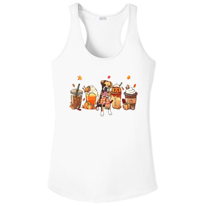 Halloween Boxer Dog Fall Coffee Pumpkin Spice Latte Ladies PosiCharge Competitor Racerback Tank