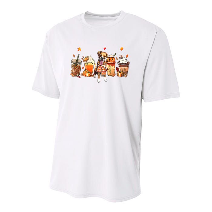 Halloween Boxer Dog Fall Coffee Pumpkin Spice Latte Youth Performance Sprint T-Shirt