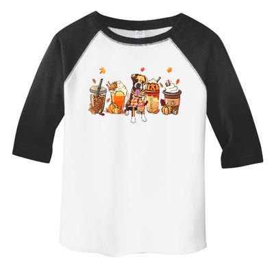 Halloween Boxer Dog Fall Coffee Pumpkin Spice Latte Toddler Fine Jersey T-Shirt